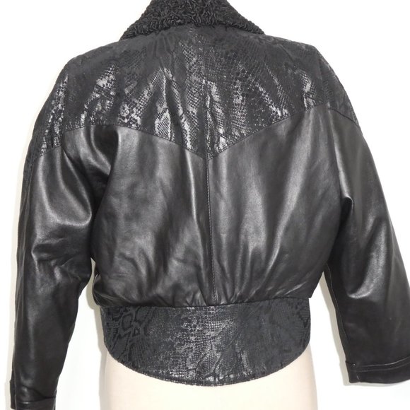 VINTAGE SPEISER FURS  BLACK LEATHER BOMBER STYLE JACKET. - Picture 2 of 16